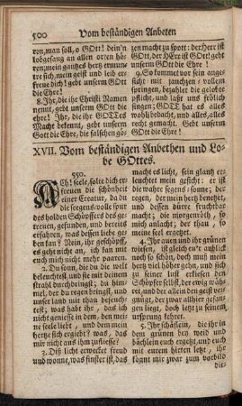 XVII. Vom beständigen Anbethen und Lobe Gottes