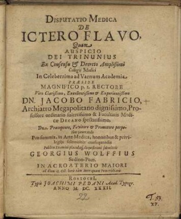 Disputatio Medica De Ictero Flavo