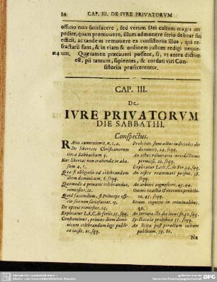 Cap. III. De Iure Privatorum Die Sabbathi