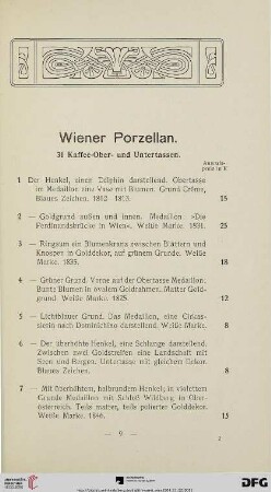 Wiener Porzellan (Nr. 1-111)