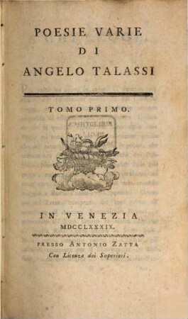 Poesie Varie Di Angelo Talassi. 1