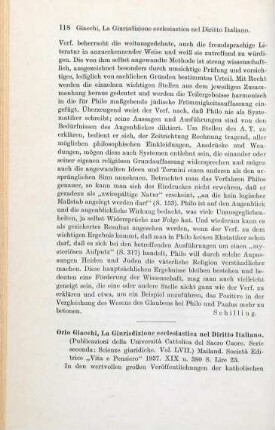 118-119 [Rezension] Giacchi, Orio, La giurisdizione ecclesiastica nel diritto italiano