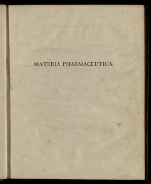 Materia Pharmaceutica.