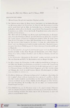 Sitzung der Phil.-hist. Klasse am 8. Februar 2002