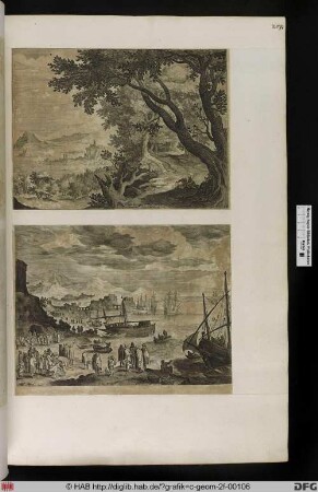 Landschaft mit zwei Wanderern