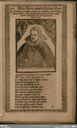 40. Von Gottes gnaden Johan Georgij, Hertzog zu Sachsen, Landgraff in Düringen, und Margraff zu Meissen, Hertzog Christian Churfürsten zu Sachsen, Hochlöblicher Gedechtnis, Erb und nachgelassener Mitler Sohn