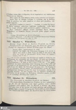 110. 1521, Oktober 8. Wittenberg
