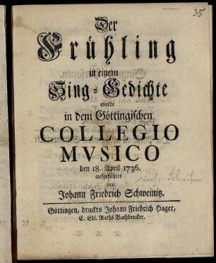 Der Frühling : Sing-Gedicht