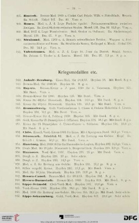 Kriegsmedaillen etc. (Nr. 942-1007)