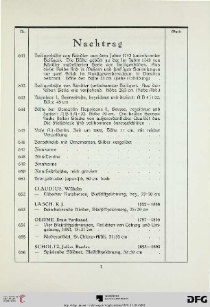Nachtrag (Nr. 641-703)