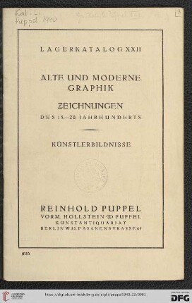 Lagerkatalog: Alte und moderne Graphik, Zeichnungen des 15.-20. Jahrhunderts : Künstlerbildnisse
