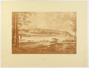 Hosterwitz (Dresden-Hosterwitz) über die Elbe, aus der Mappe: Dresdens Umgebung in Landschaftsbildern, Anfang 19. Jahrhundert