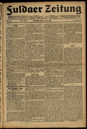 Erste Ausgabe vom Dienstag, den 15. Juli 1913.