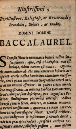Synopsis rei nummariae veterum honori ... : Baccalaureorum, dum in alma ac celeberrima univeritate Graecensi prima AA. LL. & phil. laurea donarentur ... ; a poetis Graecensibus dedicata