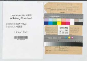 Entnazifizierung Kurt Hinzer , geb. 03.03.1913 ()