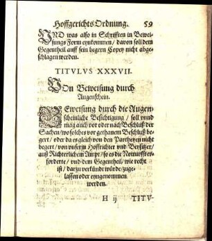 Titvlvs XXXVII. VOn Beweisung durch Augenschein.