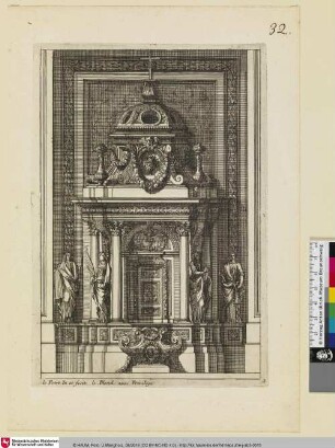 [Tabernakel mit Heiligenfiguren zwischen Säulen; Tabernacle orné de statues de saints et de colonnes corinthiennes]