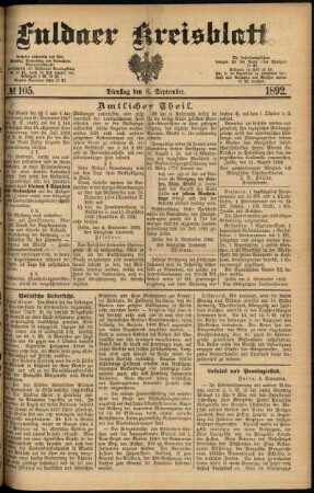 Ausgabe vom Dienstag, den 06. September 1892.