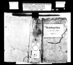 Aushebungsliste vom 20. Mai 1818, Band II, nach Regimentern und Oberämtern geordnet, mit Zusammenstellung der Konskribierten aus den einzelnen Landvogteien