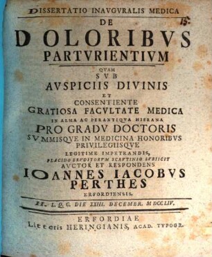 Diss. inaug. med. de doloribus parturientium