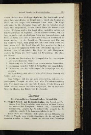 Litteratur des grammatisch-orthographischen Unterrichts