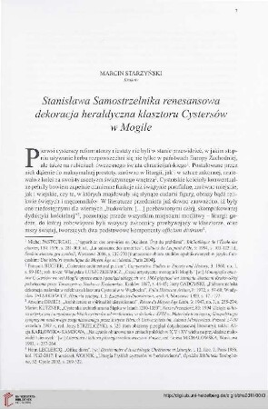 73: Stanisława Samostrzelnika renesansowa dekoracja heraldyczna klasztoru Cystersów w Mogile