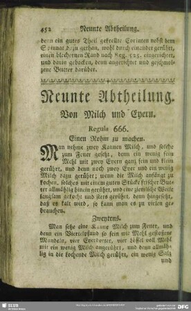 Neunte Abtheilung. Von Milch und Eyern
