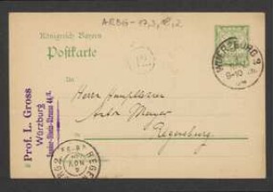 Brief von Ludwig Groß an Anton Mayer
