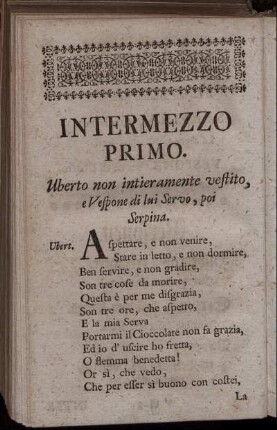 Intermezzo primo = Erstes Zwischen-Spiel