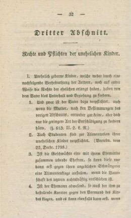 Dritter Abschnitt. Rechte und Pflichten der unehelichen Kinder.