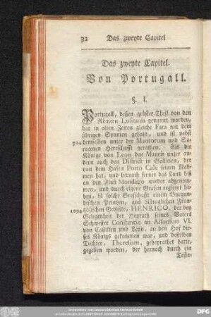 Das zweyte Capitel. Von Portugall.