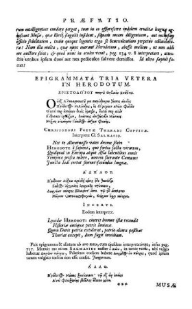 Epigrammata Tria Vetera In Herodotum.