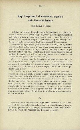 Sugli insegnamenti di matematica superiore nelle Università italiane.