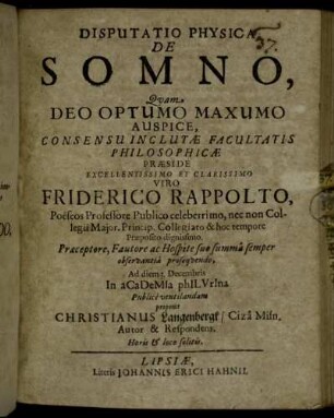 Disputatio Physica De Somno