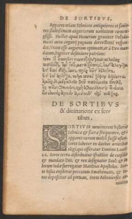 De Sortibus & divinatione ex sortibus.