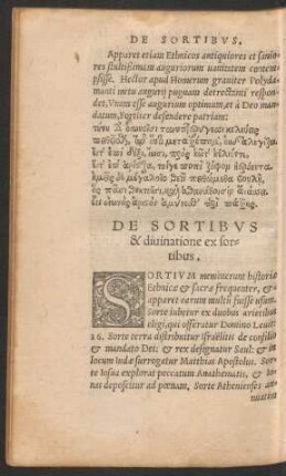 De Sortibus & divinatione ex sortibus.