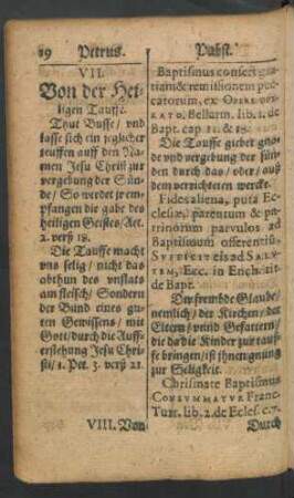 VII. Von der Heiligen Tauffe
