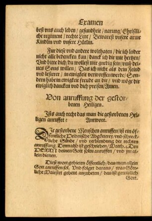 Von anruffung der gestobenen Heiligen.