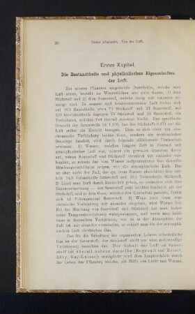 Erstes Kapitel. Die Bestandteile und physikalischen Eigenschaften der Luft.