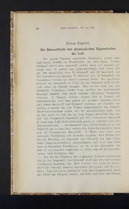 Erstes Kapitel. Die Bestandteile und physikalischen Eigenschaften der Luft.