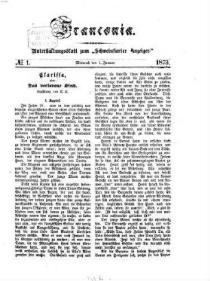 Franconia : Unterhaltungsblatt zum "Schweinfurter Anzeiger", 1873