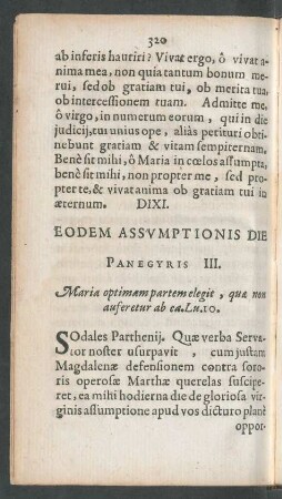 Eodem Assumptionis Die Panegyris III