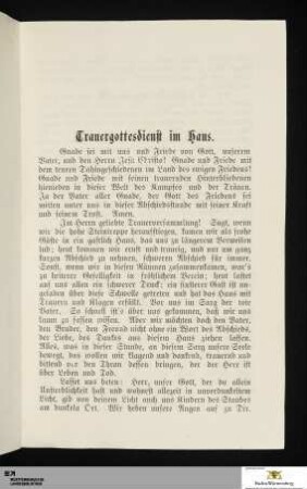 Trauergottesdienst im Haus
