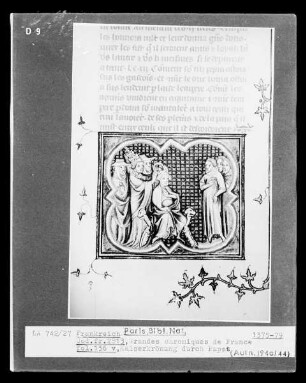 Grandes Chroniques de France — Kaiserkrönung durch den Papst, Folio fol. 136 verso