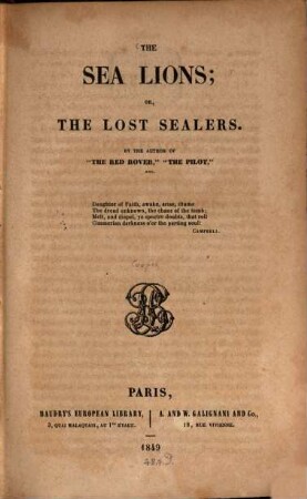 The sea lions; or, the lost sealers