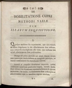 Nobilitatione Cupri Methodi Variæ Cum Illarum Inquisitione.