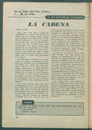 La cadena : De la vieja política criolla y... de la otra