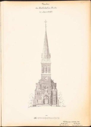 Katholische Kirche, Herrnstadt: Turmansicht 1:100