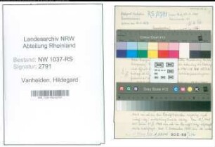 Entnazifizierung Hildegard Vanheiden , geb. 16.04.1905 (Lehrerin)