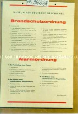 Tafel: Brandschutzordnung / Alarmordnung
